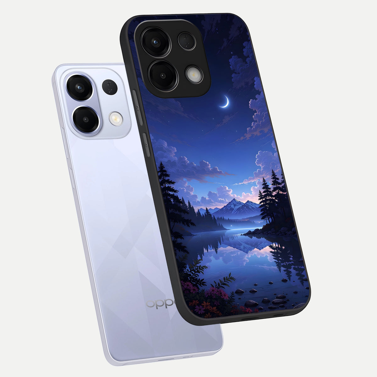  Midnight Lake Peace phone case For Oppo K13 5G showing premium glass back cover with detailed artwork