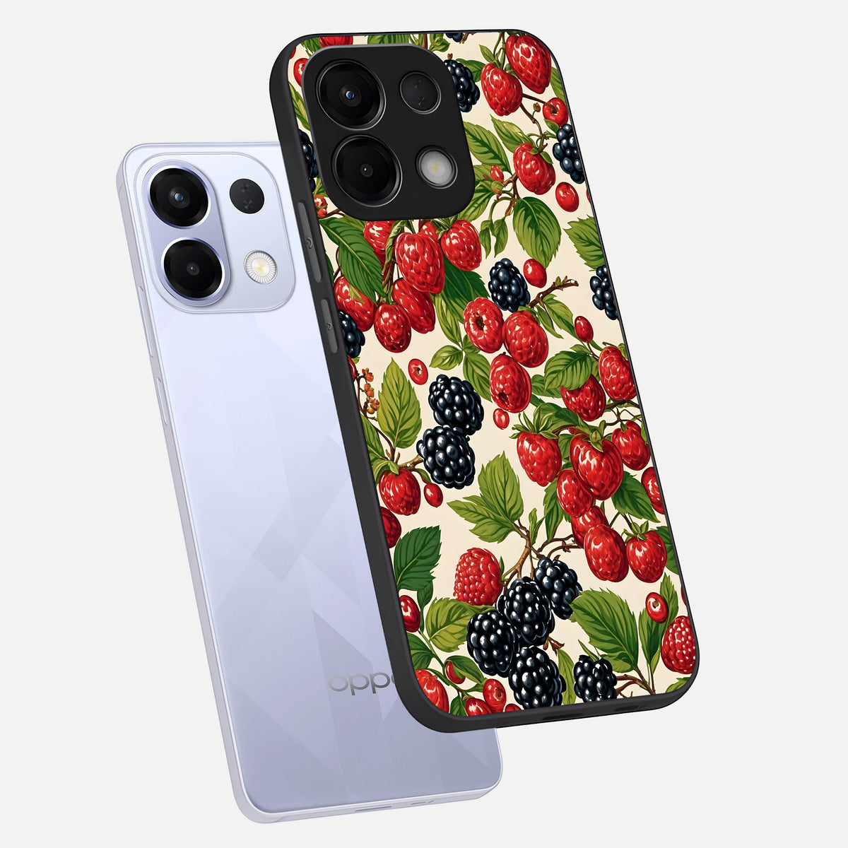  Mixed Berry Collage phone case For Oppo K13 5G showing premium glass back cover with detailed artwork