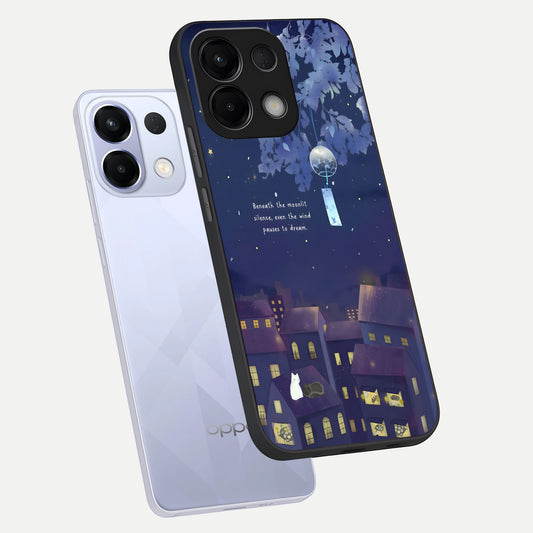  Moonlit Cat Silence phone case For Oppo K13 5G showing premium glass back cover with detailed artwork