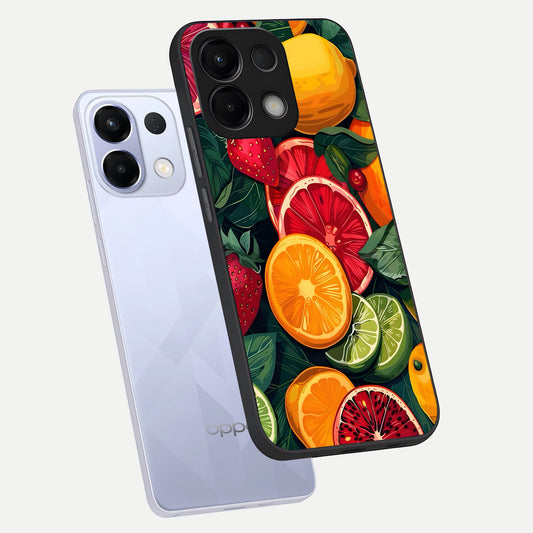  Multiple Fruits phone case For Oppo K13 5G showing premium glass back cover with detailed artwork