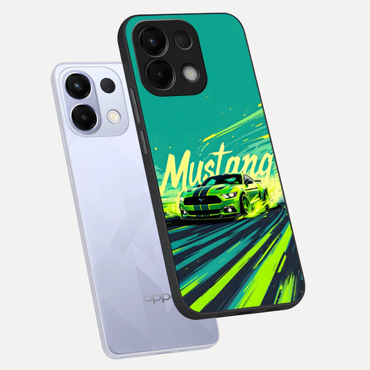  Mustang Bang phone case For Oppo K13 5G showing premium glass back cover with detailed artwork