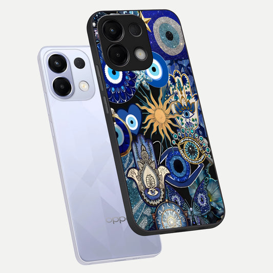  Mystic Blue Evil Eye phone case For Oppo K13 5G showing premium glass back cover with detailed artwork