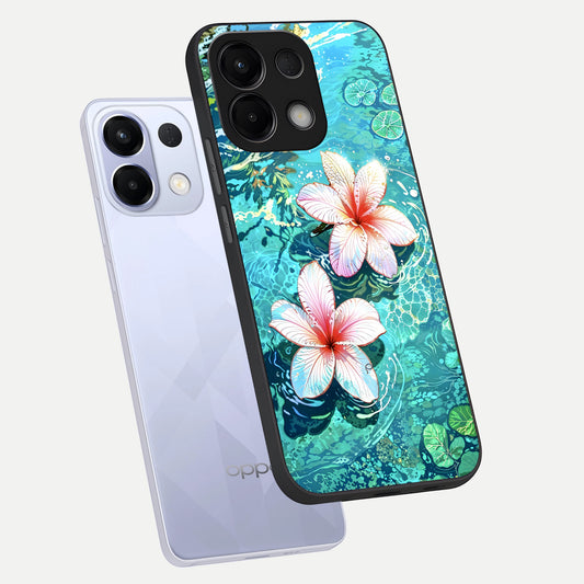  Pink Flowers in Water phone case For Oppo K13 5G showing premium glass back cover with detailed artwork