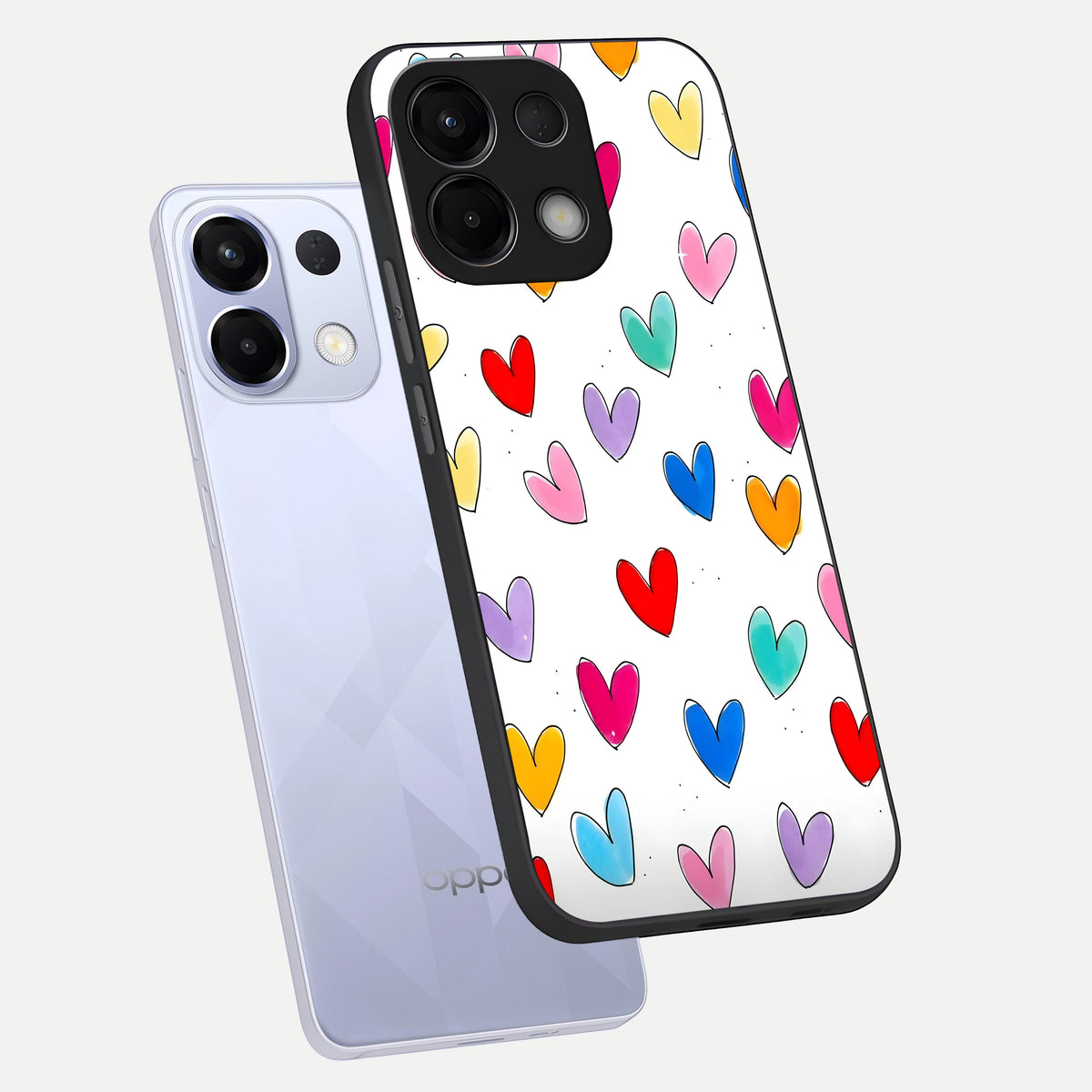  Playful Love Doodles phone case For Oppo K13 5G showing premium glass back cover with detailed artwork