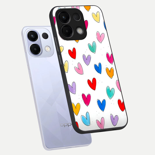  Playful Love Doodles phone case For Oppo K13 5G showing premium glass back cover with detailed artwork