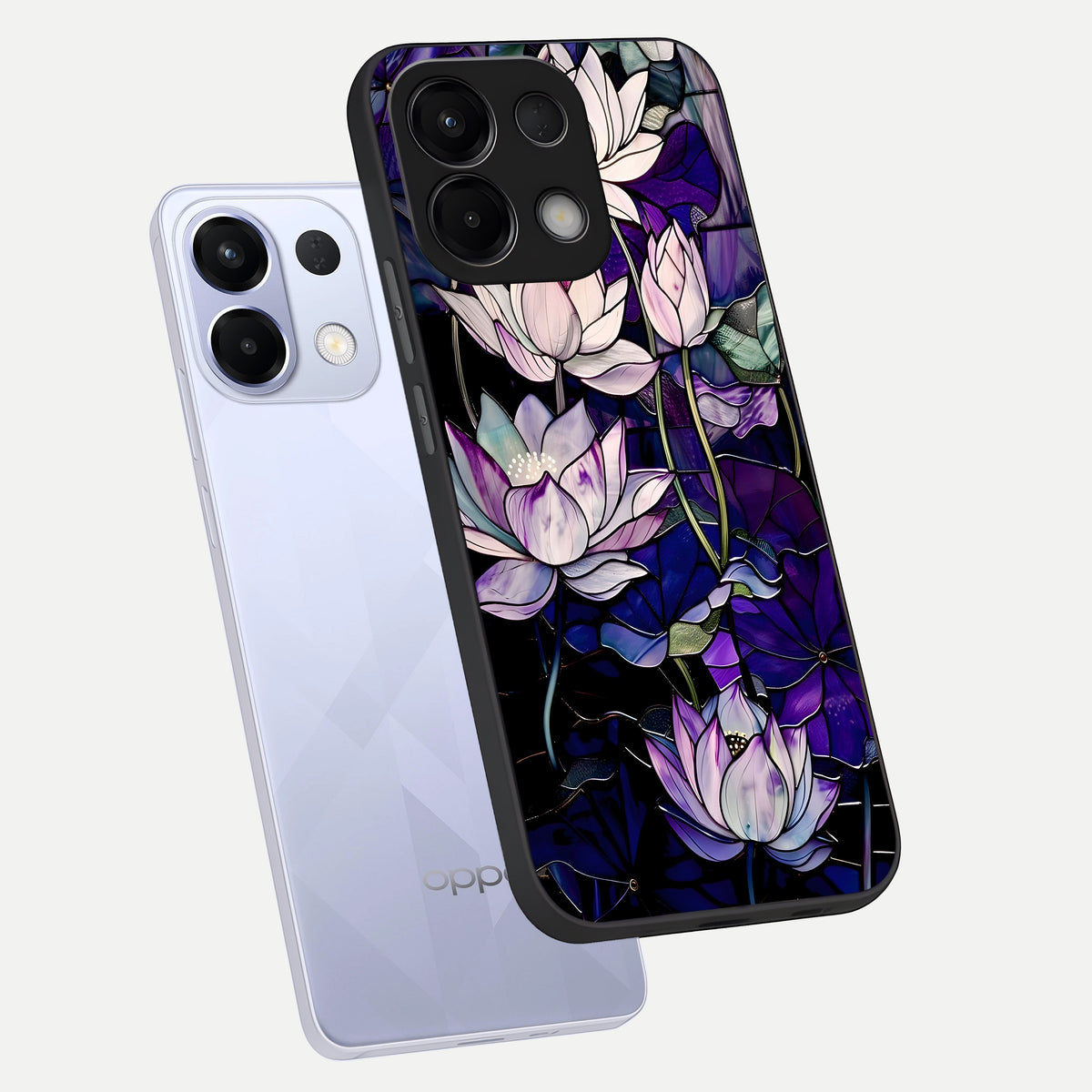  Purple Lotus Pattern phone case For Oppo K13 5G showing premium glass back cover with detailed artwork