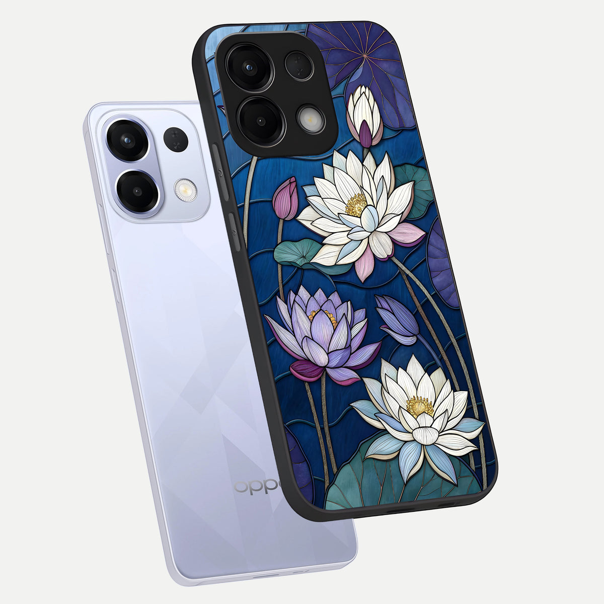  Purple Lotus Stained phone case For Oppo K13 5G showing premium glass back cover with detailed artwork