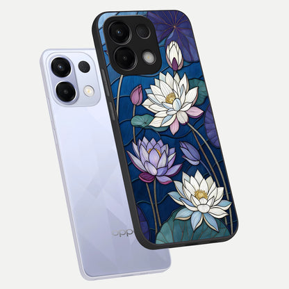  Purple Lotus Stained phone case For Oppo K13 5G showing premium glass back cover with detailed artwork