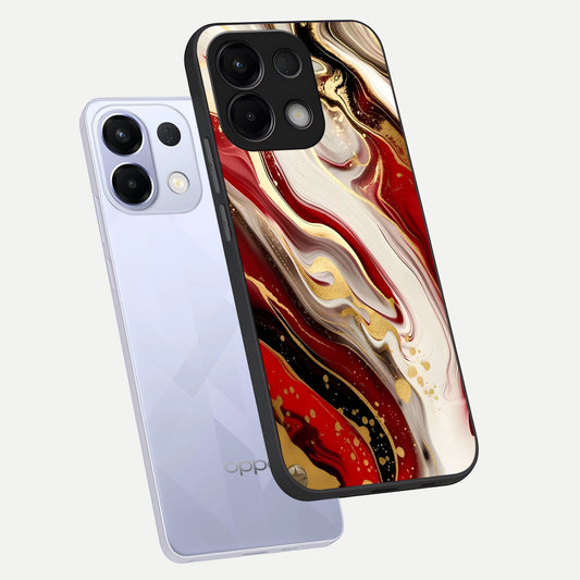  Red And White Marble phone case For Oppo K13 5G showing premium glass back cover with detailed artwork