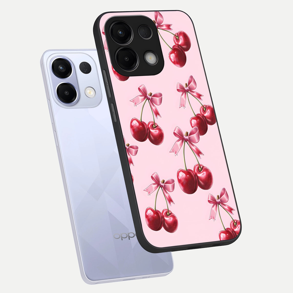  Red Cherries Pattern phone case For Oppo K13 5G showing premium glass back cover with detailed artwork