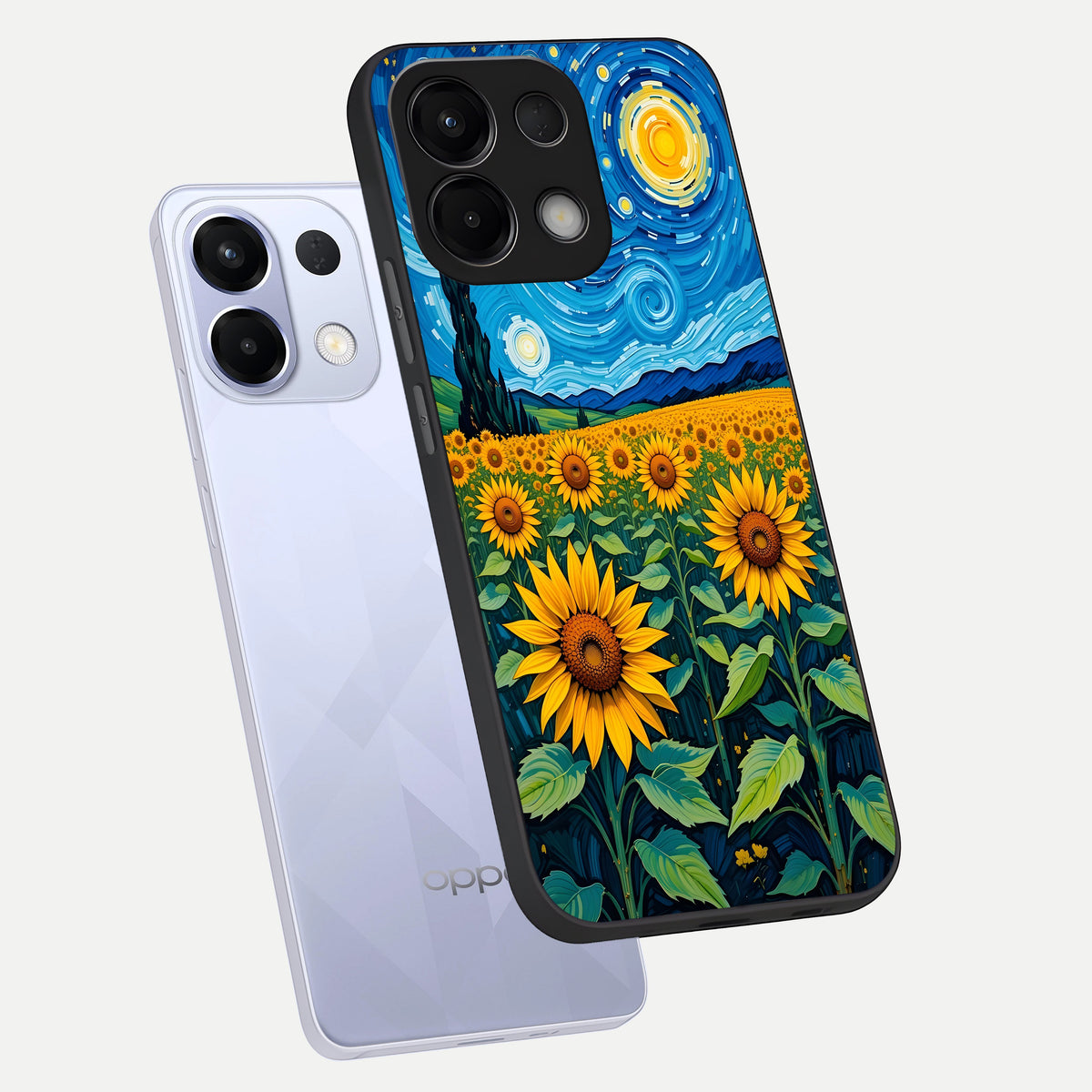  Starry Sunflower Dreams phone case For Oppo K13 5G showing premium glass back cover with detailed artwork