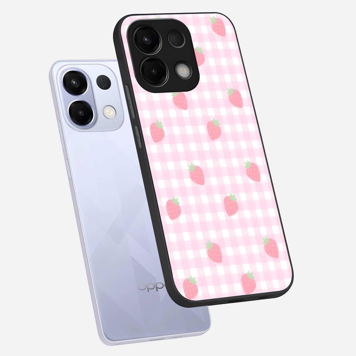  Strawberry Picnic Love phone case For Oppo K13 5G showing premium glass back cover with detailed artwork