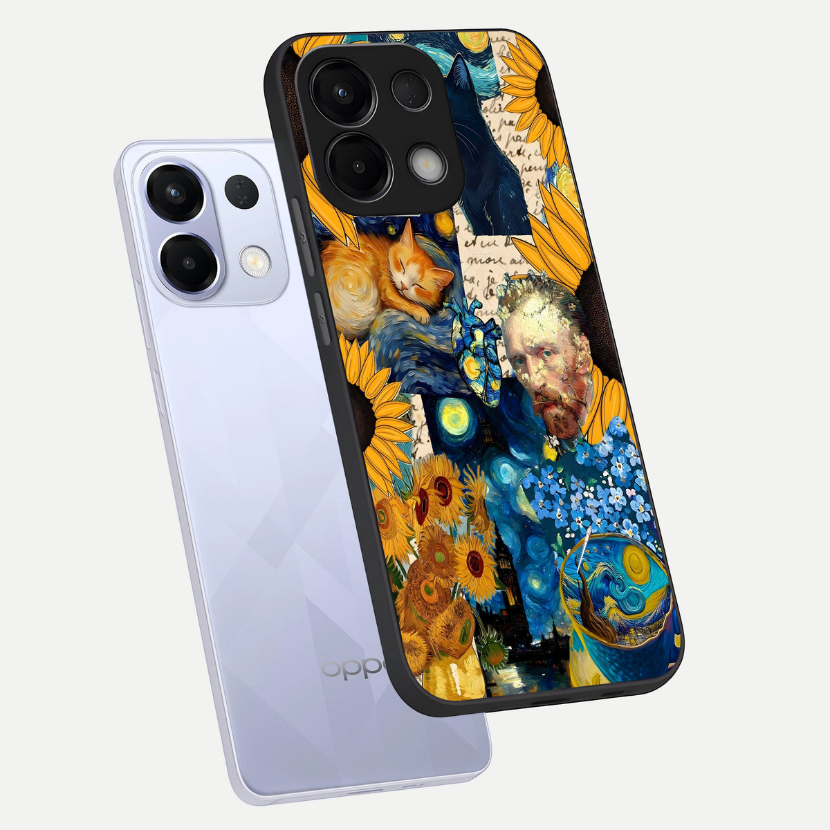  Sunflower Chic Mood Custom Name phone case For Oppo K13 5G showing premium glass back cover with detailed artwork