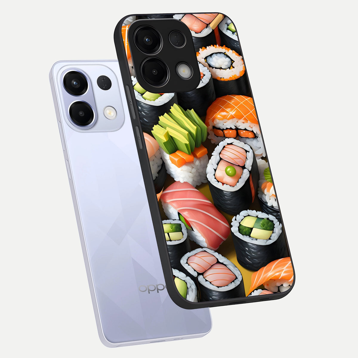  Sushi Food Pattern phone case For Oppo K13 5G showing premium glass back cover with detailed artwork