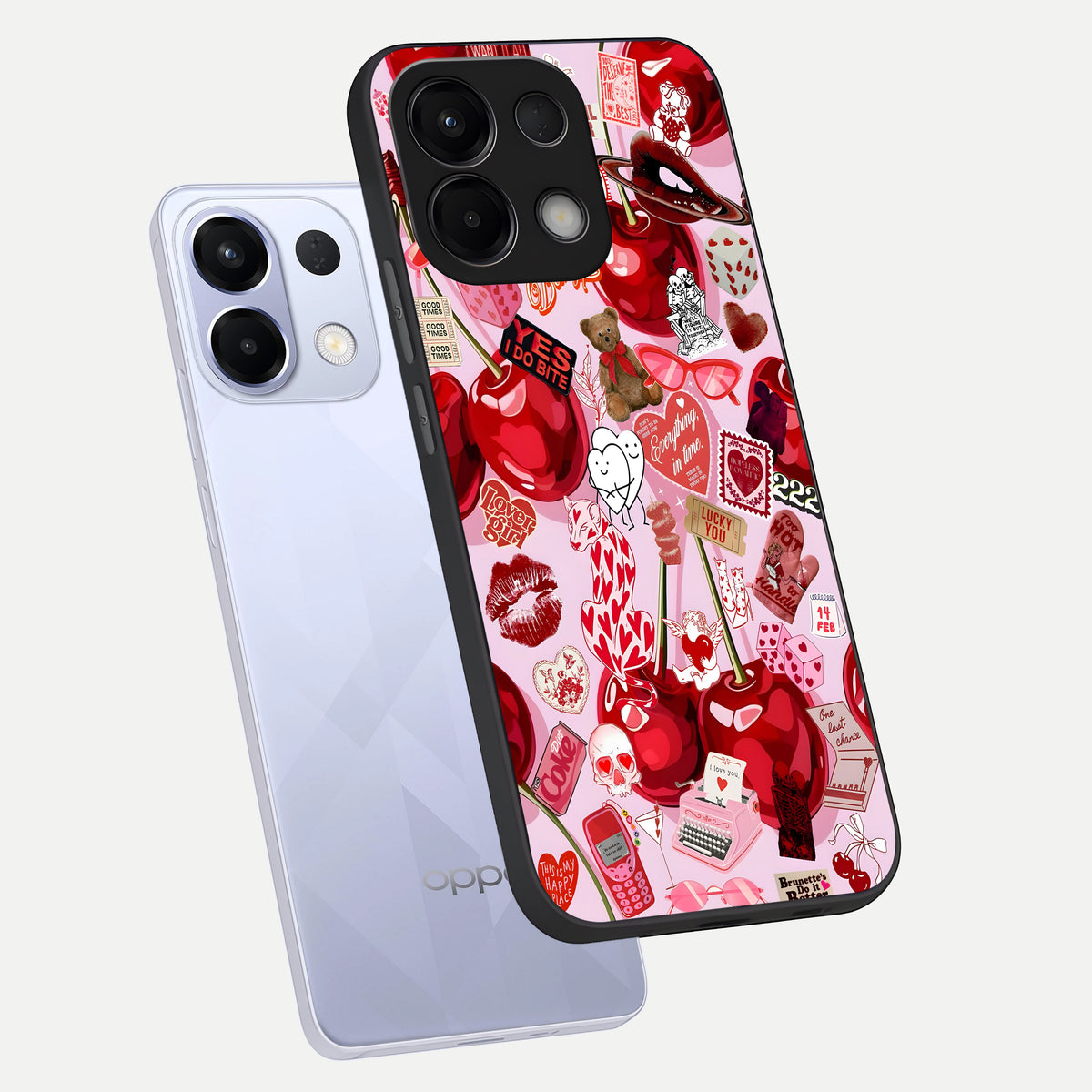  Sweet Cherry Chaos phone case For Oppo K13 5G showing premium glass back cover with detailed artwork