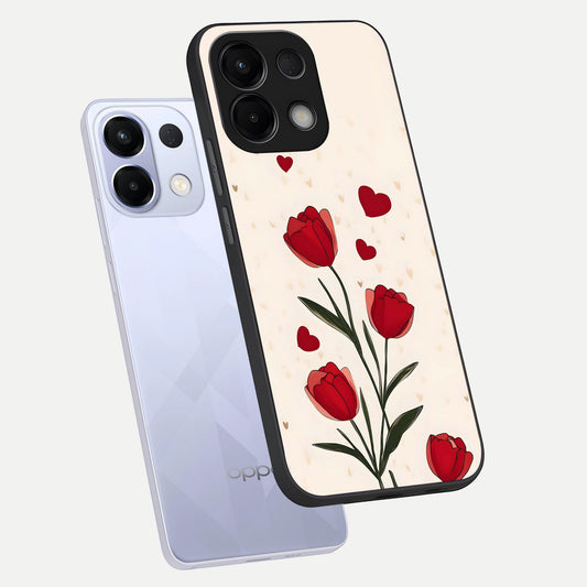  Tulip With Heart phone case For Oppo K13 5G showing premium glass back cover with detailed artwork