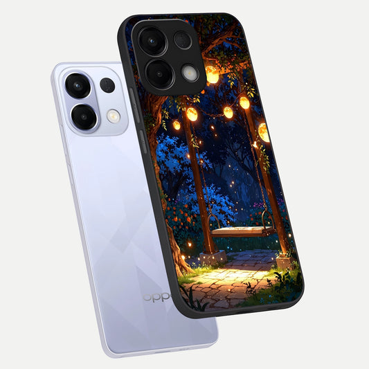  Twilight Garden Swing phone case For Oppo K13 5G showing premium glass back cover with detailed artwork