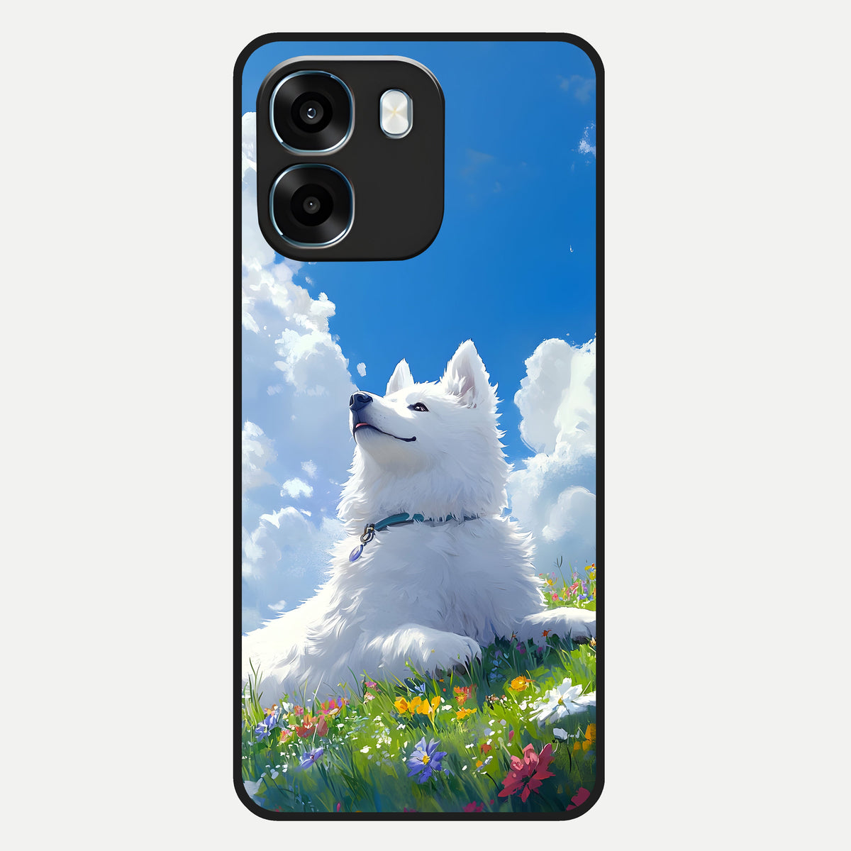  Blissful Cloud Pup Glass Case For Oppo K14 5G back cover – full design glossy printed glass finish