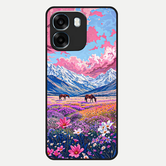  Blossom Valley Dream Glass Case For Oppo K14 5G back cover – full design glossy printed glass finish