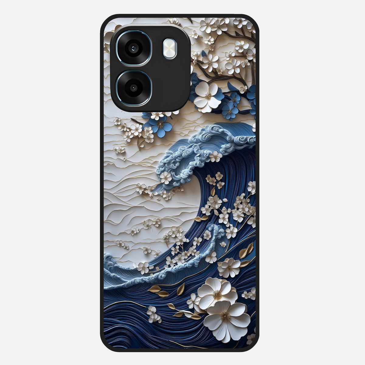  Blossom Wave Art Glass Case For Oppo K14 5G back cover – full design glossy printed glass finish