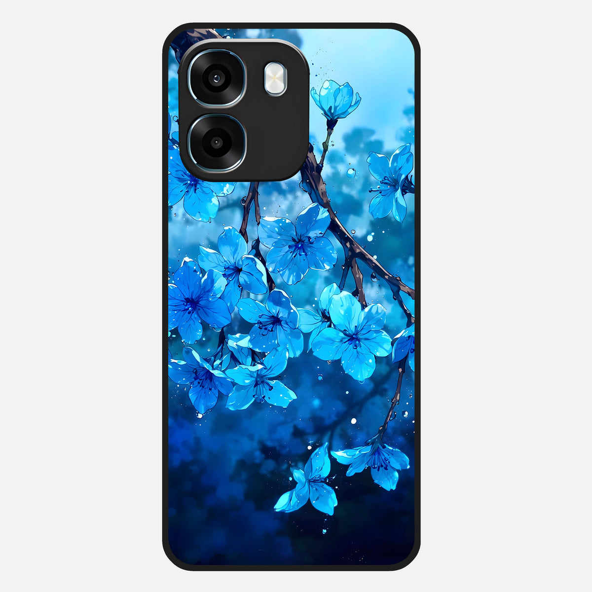  Blue Blossoms Branch Glass Case For Oppo K14 5G back cover – full design glossy printed glass finish