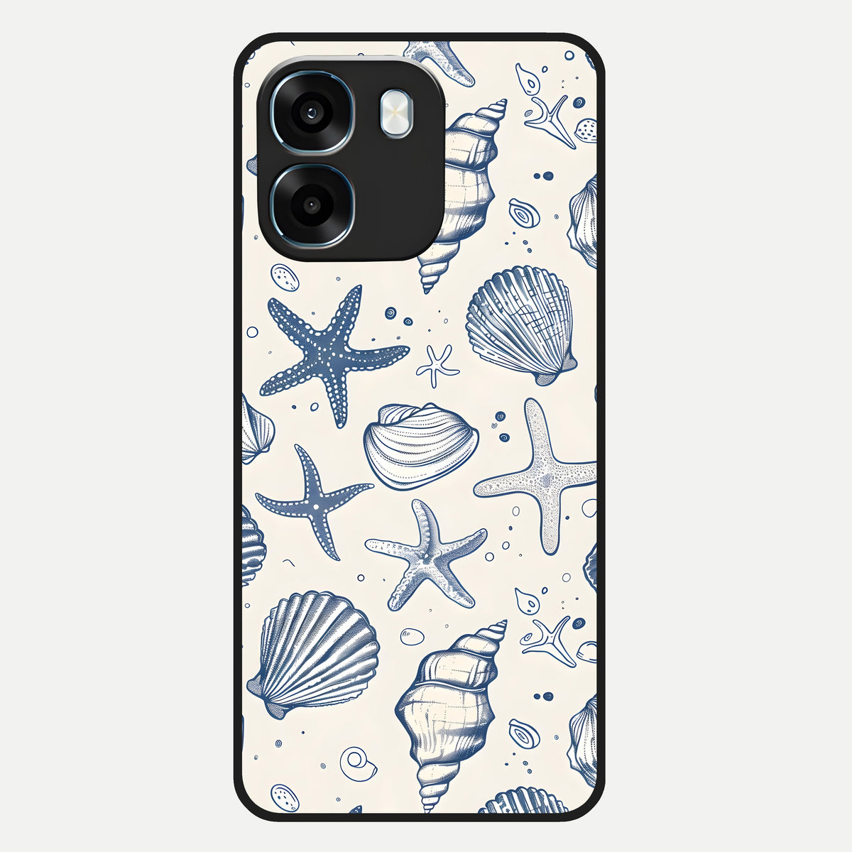  Blue Ocean Outline Glass Case For Oppo K14 5G back cover – full design glossy printed glass finish