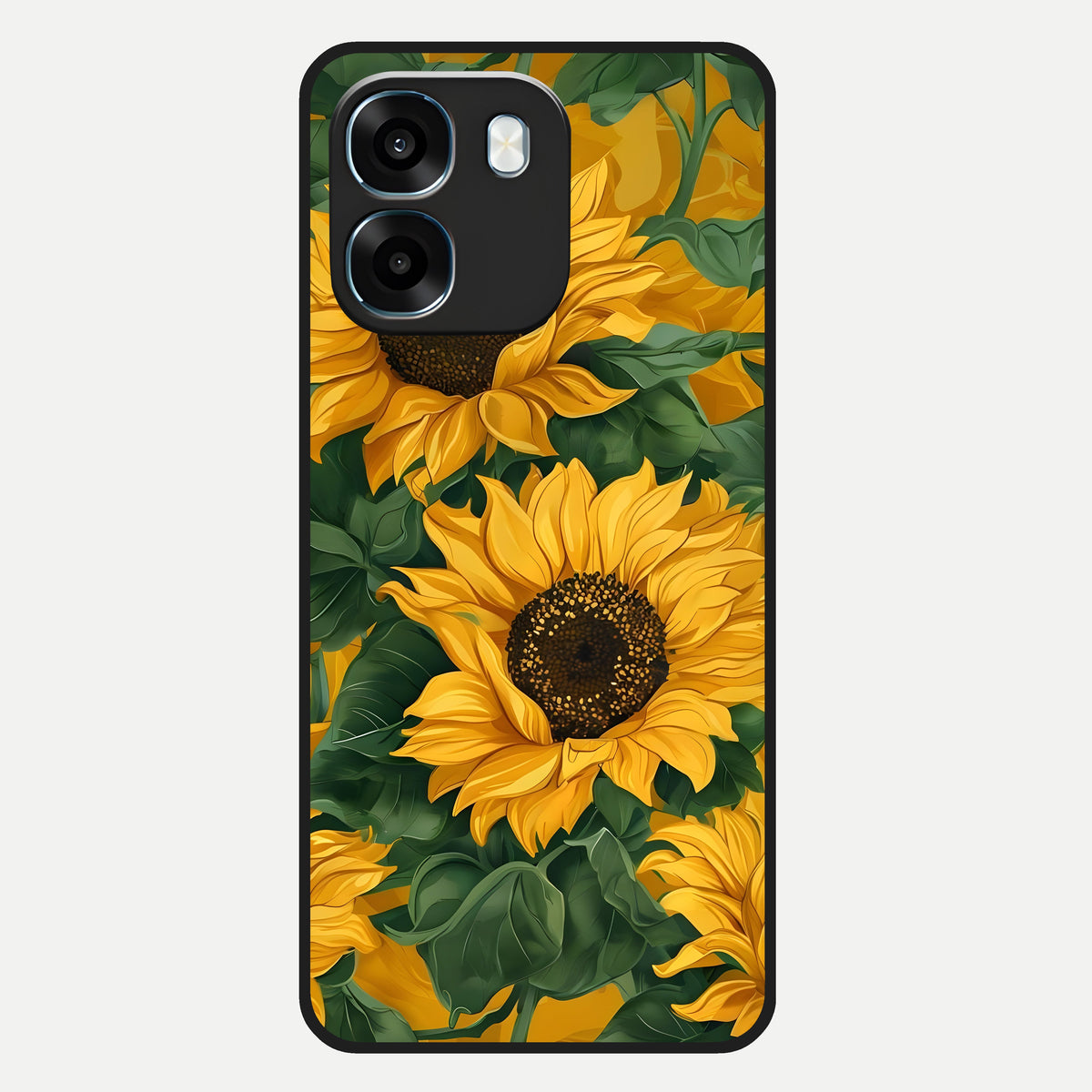  Bright Sunflower Bloom Glass Case For Oppo K14 5G back cover – full design glossy printed glass finish