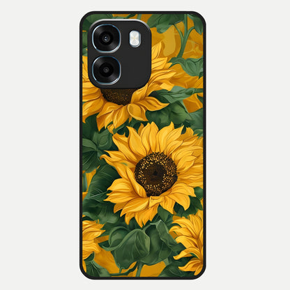  Bright Sunflower Bloom Glass Case For Oppo K14 5G back cover – full design glossy printed glass finish
