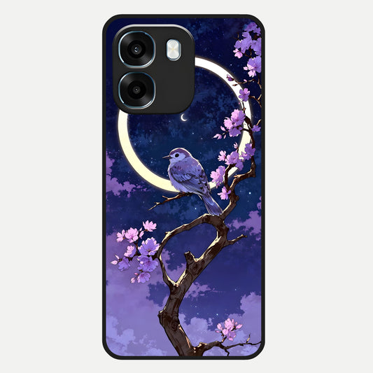  Celestial Bird Blossom Glass Case For Oppo K14 5G back cover – full design glossy printed glass finish