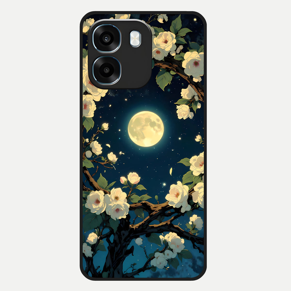  Celestial Moon And Flower Glass Case For Oppo K14 5G back cover – full design glossy printed glass finish