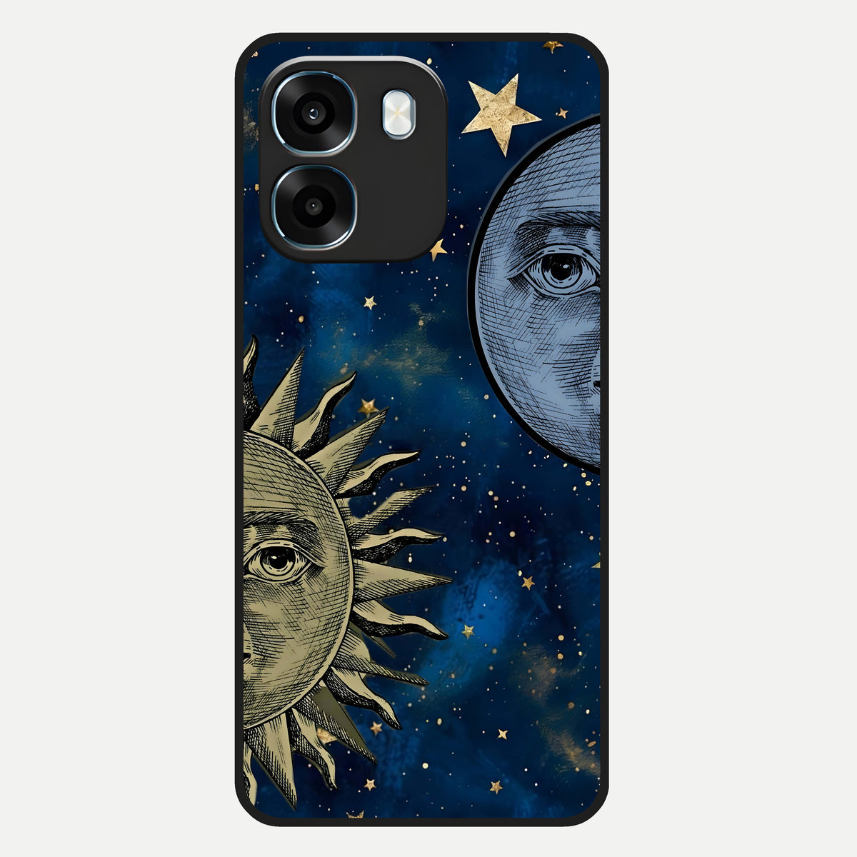 Celestial Moon With Sun Glass Case For Oppo K14 5G back cover – full design glossy printed glass finish