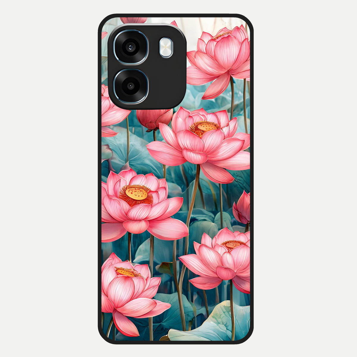  Celestial Pink Lotus Glass Case For Oppo K14 5G back cover – full design glossy printed glass finish