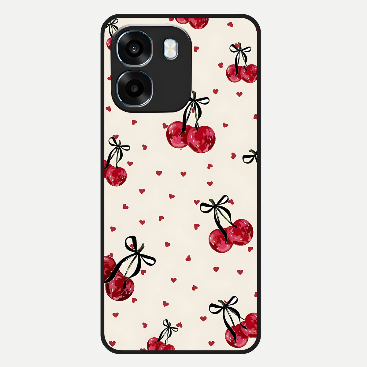 Cherry Heart Bow Glass Case For Oppo K14 5G back cover – full design glossy printed glass finish