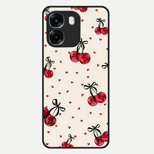  Cherry Heart Bow Glass Case For Oppo K14 5G back cover – full design glossy printed glass finish