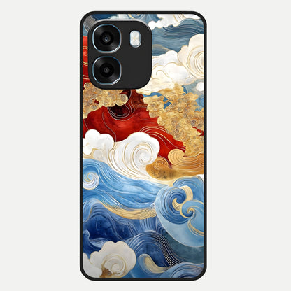  Colored Waves Glass Case For Oppo K14 5G back cover – full design glossy printed glass finish