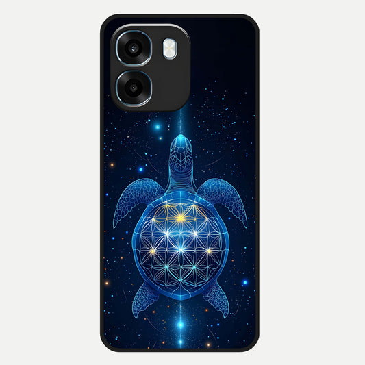  Crimson Blue Turtle Glass Case For Oppo K14 5G back cover – full design glossy printed glass finish