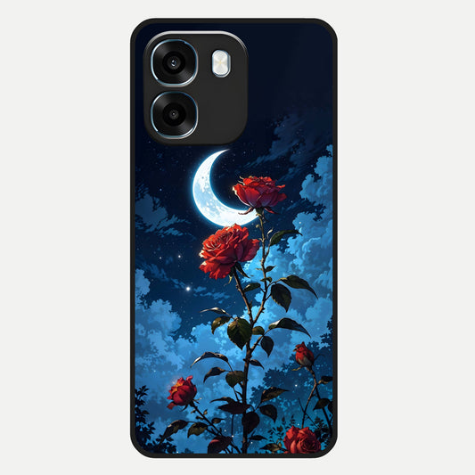  Crimson Rose Moon Glass Case For Oppo K14 5G back cover – full design glossy printed glass finish