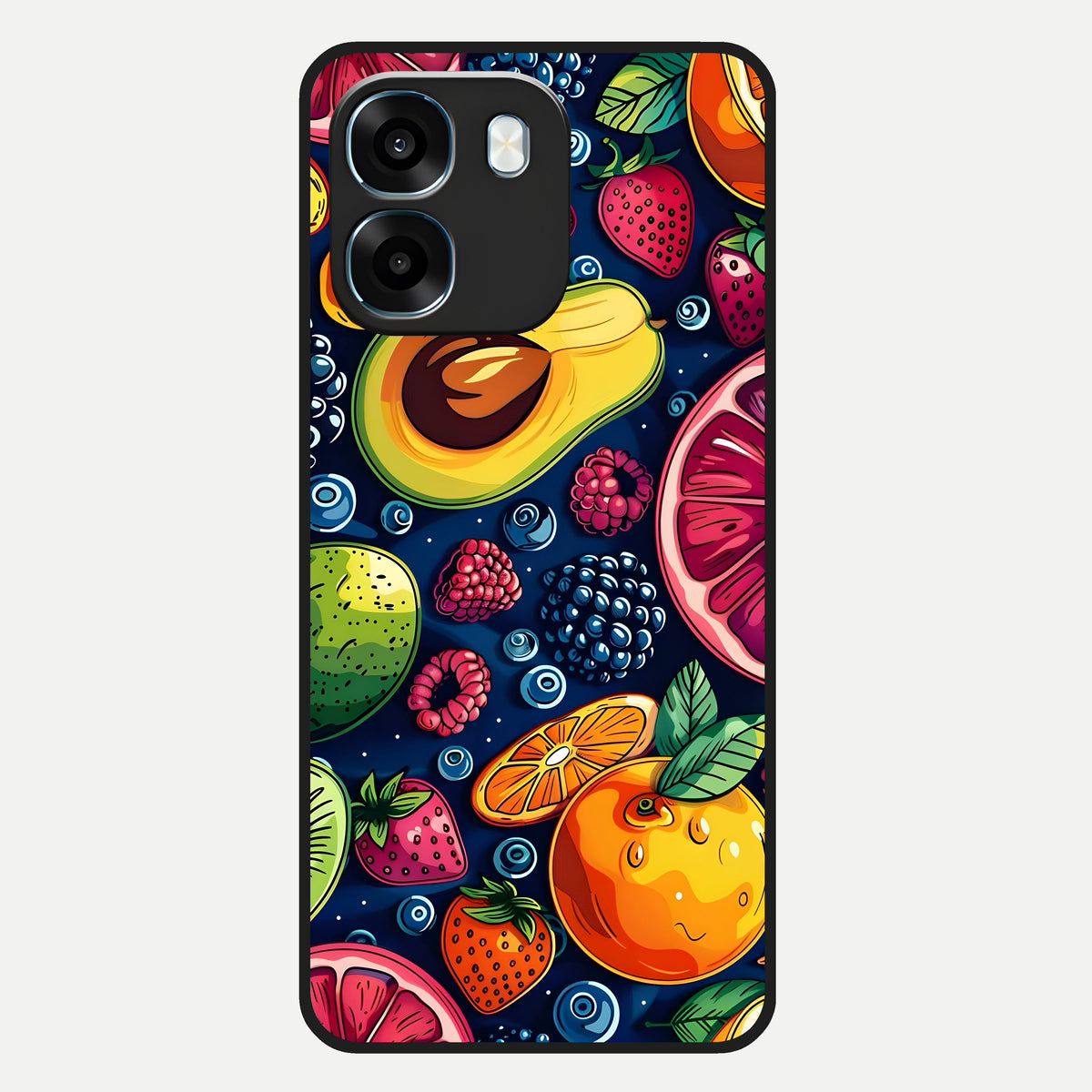  Cute Fruits Art Glass Case For Oppo K14 5G back cover – full design glossy printed glass finish