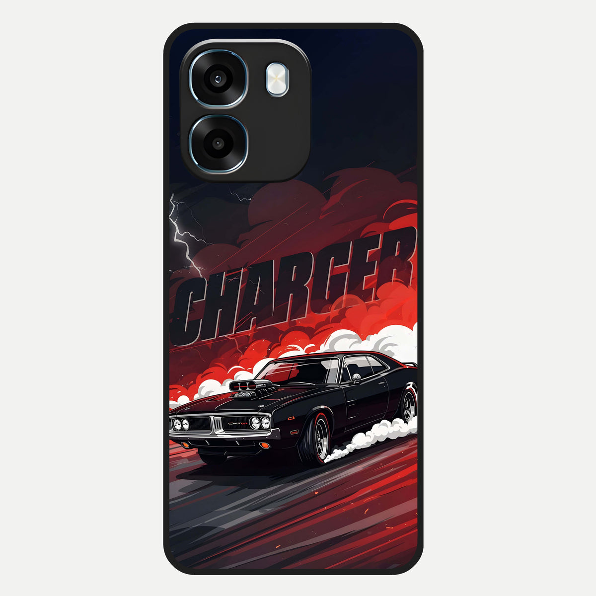  Dark Charger Fury Glass Case For Oppo K14 5G back cover – full design glossy printed glass finish
