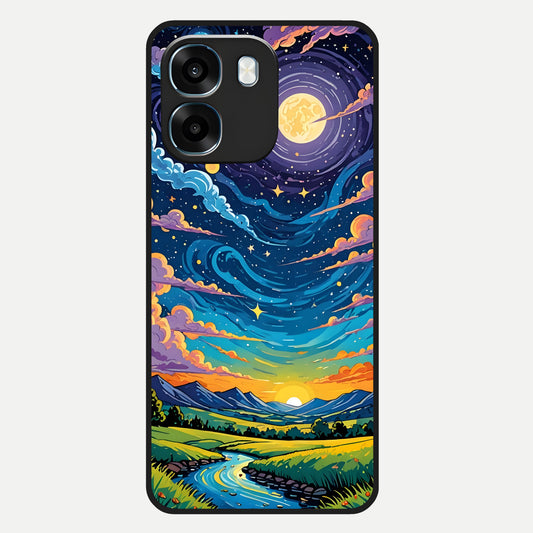  Dreamy Night Landscape Glass Case For Oppo K14 5G back cover – full design glossy printed glass finish