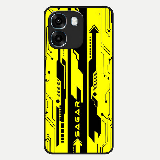  Electric Pulse CYBERPUNK Custom Name Glass Case For Oppo K14 5G back cover – full design glossy printed glass finish