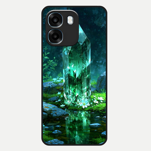  Emerald Light Crystal Glass Case For Oppo K14 5G back cover – full design glossy printed glass finish
