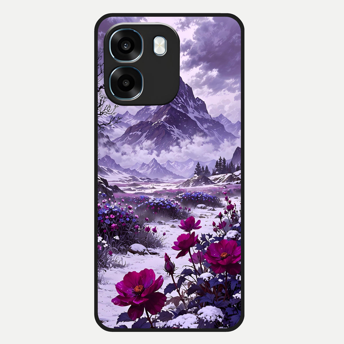  Flower Mountain View Glass Case For Oppo K14 5G back cover – full design glossy printed glass finish