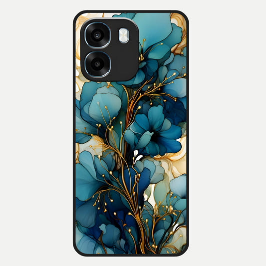  Golden Bloom Symphony Glass Case For Oppo K14 5G back cover – full design glossy printed glass finish