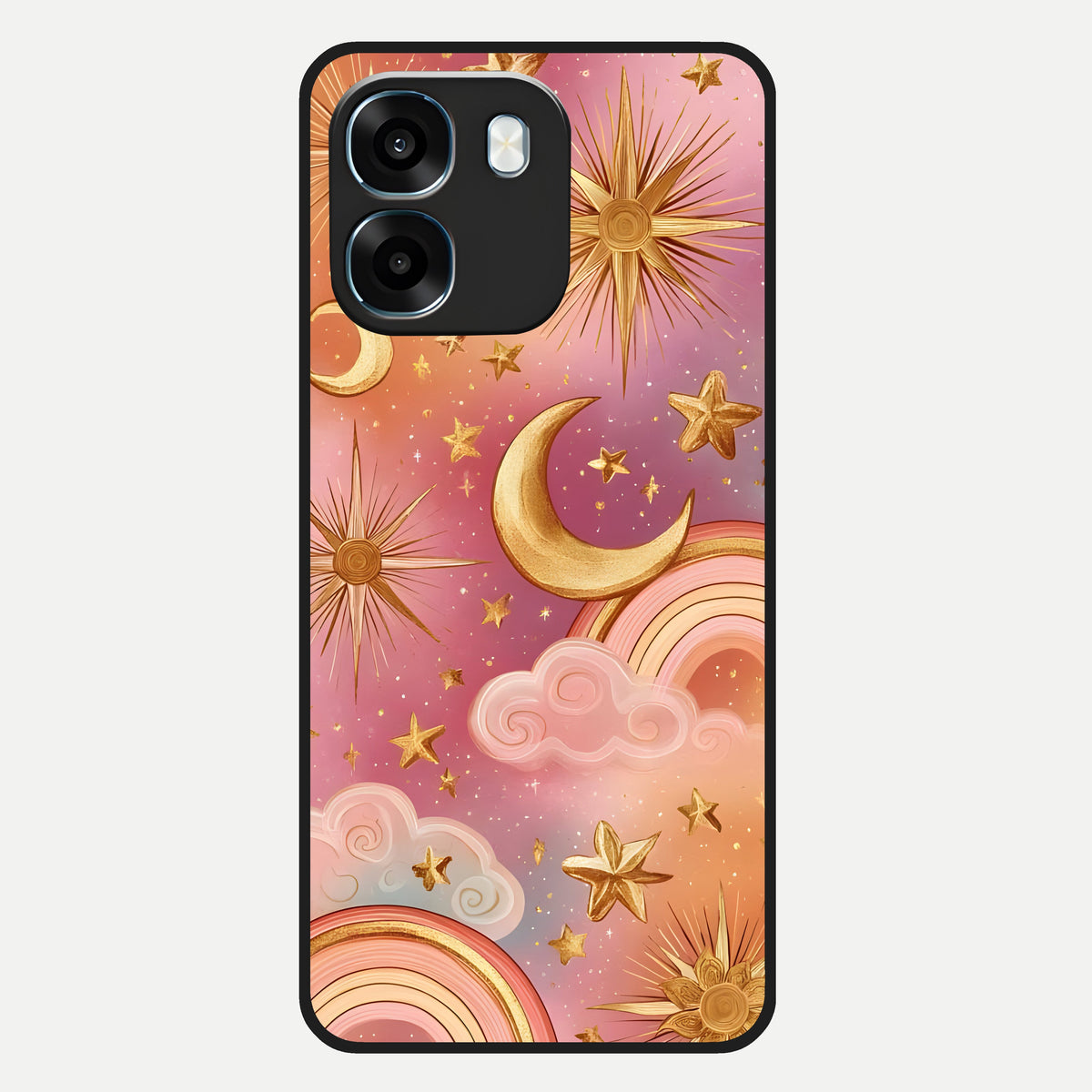  Golden Celestial Dreams Glass Case For Oppo K14 5G back cover – full design glossy printed glass finish