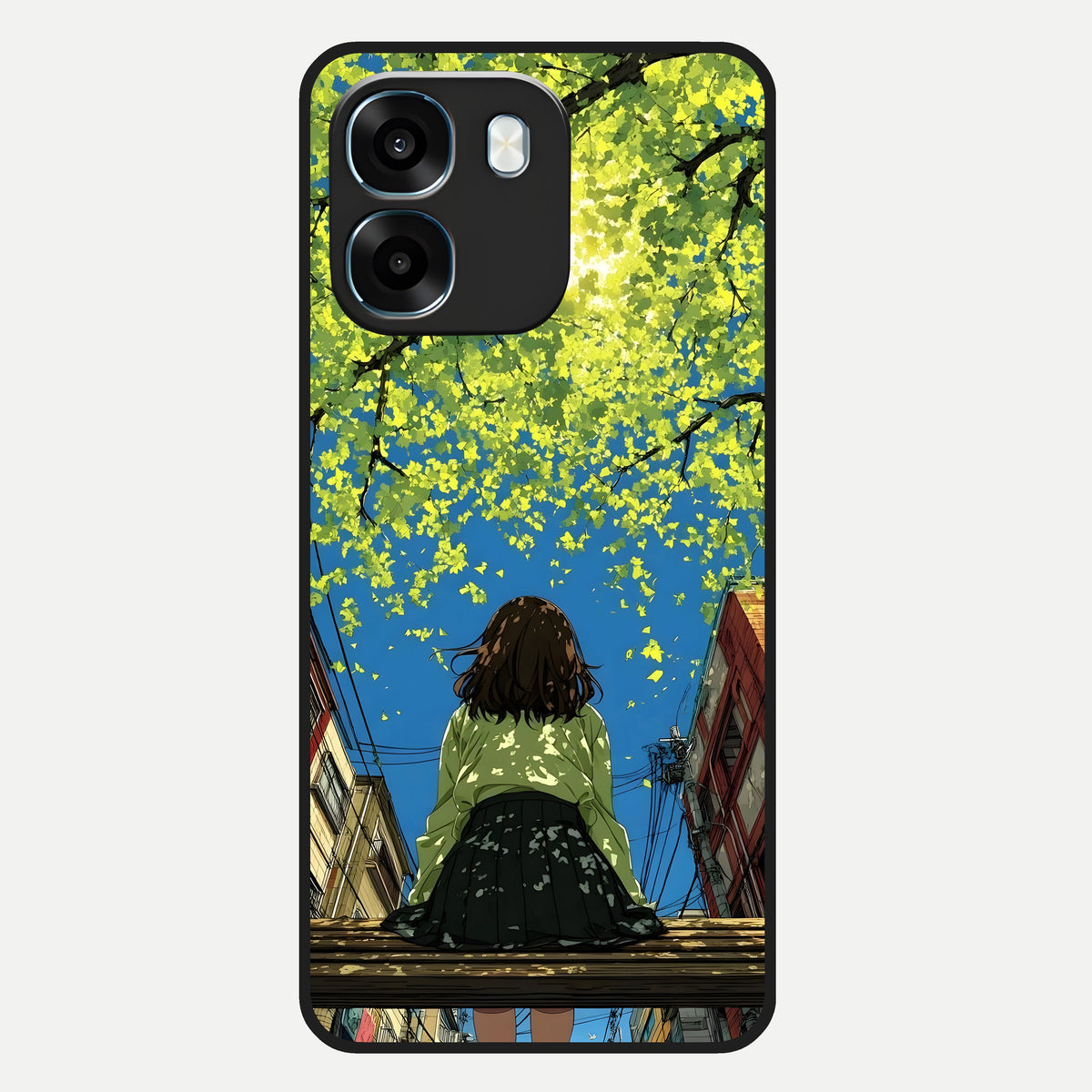 Golden Leaves Glow Glass Case For Oppo K14 5G back cover – full design glossy printed glass finish