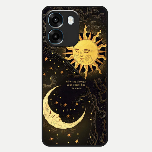  Golden Lunar Love Glass Case For Oppo K14 5G back cover – full design glossy printed glass finish