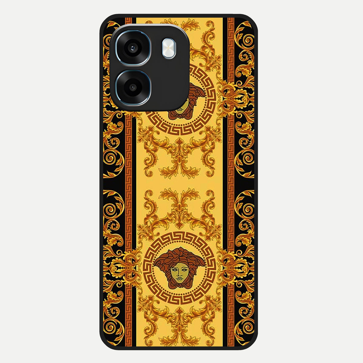  Golden Royal Heritage Glass Case For Oppo K14 5G back cover – full design glossy printed glass finish