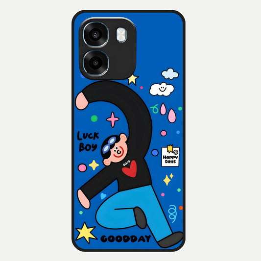  Happy Luck Vibe Glass Case For Oppo K14 5G back cover – full design glossy printed glass finish