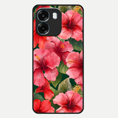  Hibiscus Pattern Glass Case For Oppo K14 5G back cover – full design glossy printed glass finish